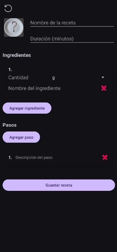 Crear nueva receta